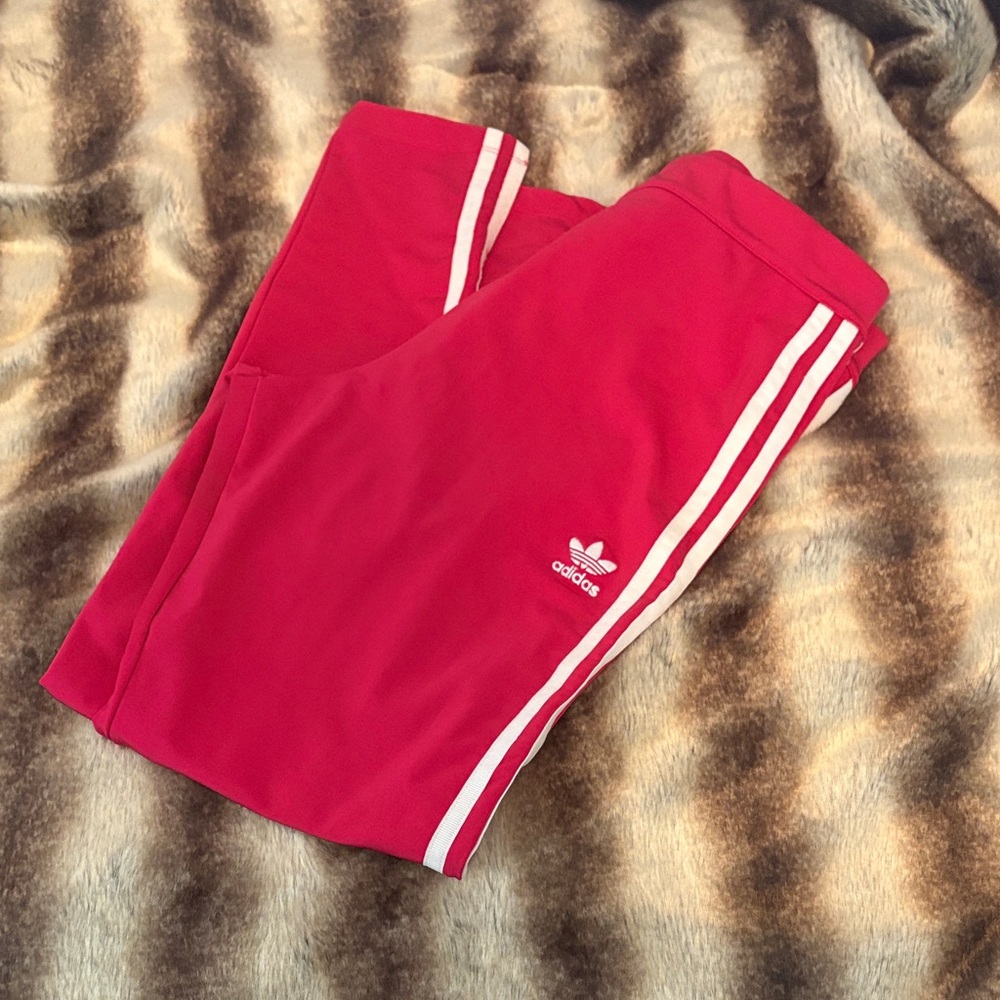 Adidas dark pink joggers with white stripes Euc. 😎3 for $25